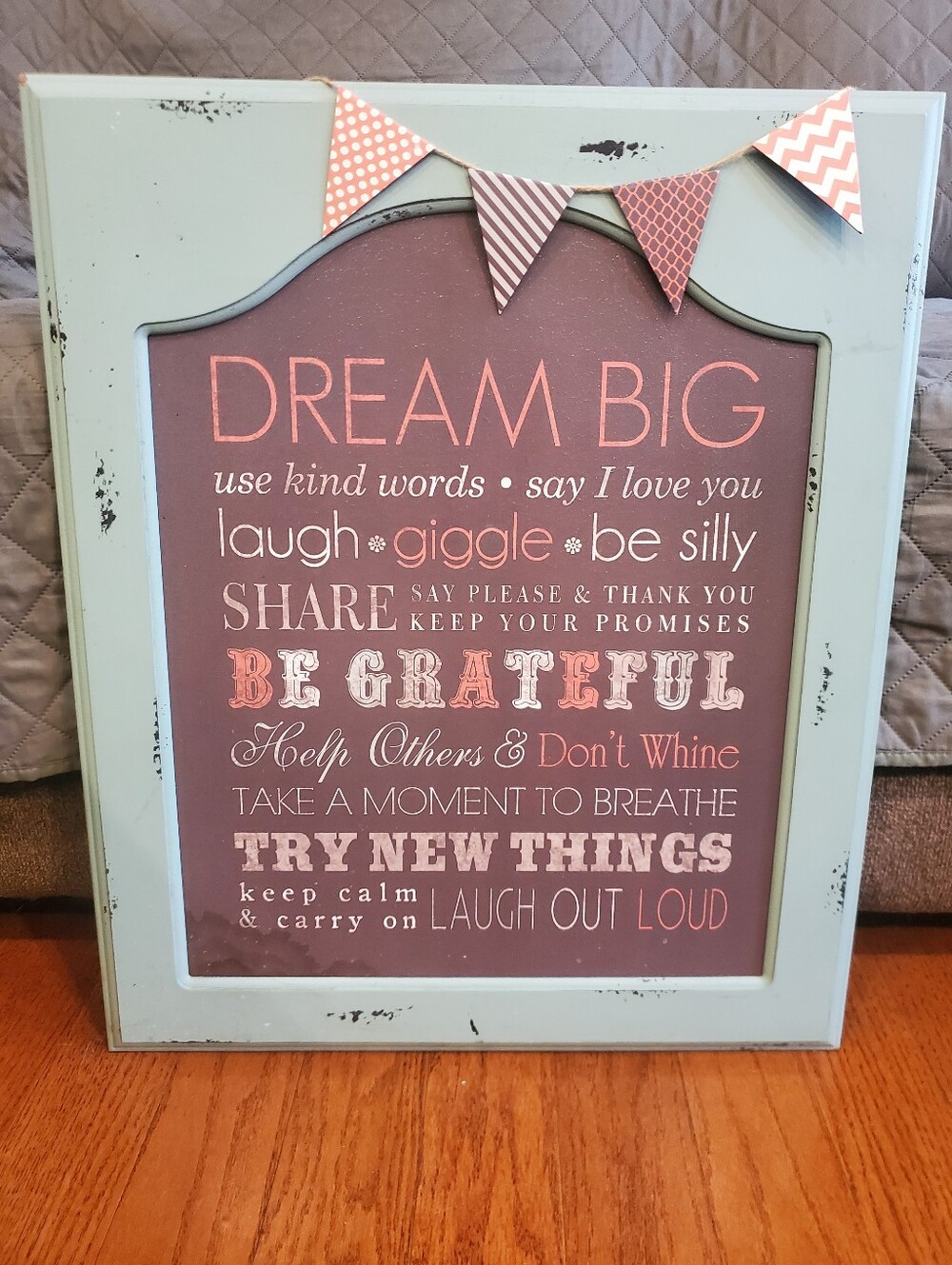 Hobby Lobby Pink and Mint "Dream Big" Inspirational Wall Art 21"x25.5"